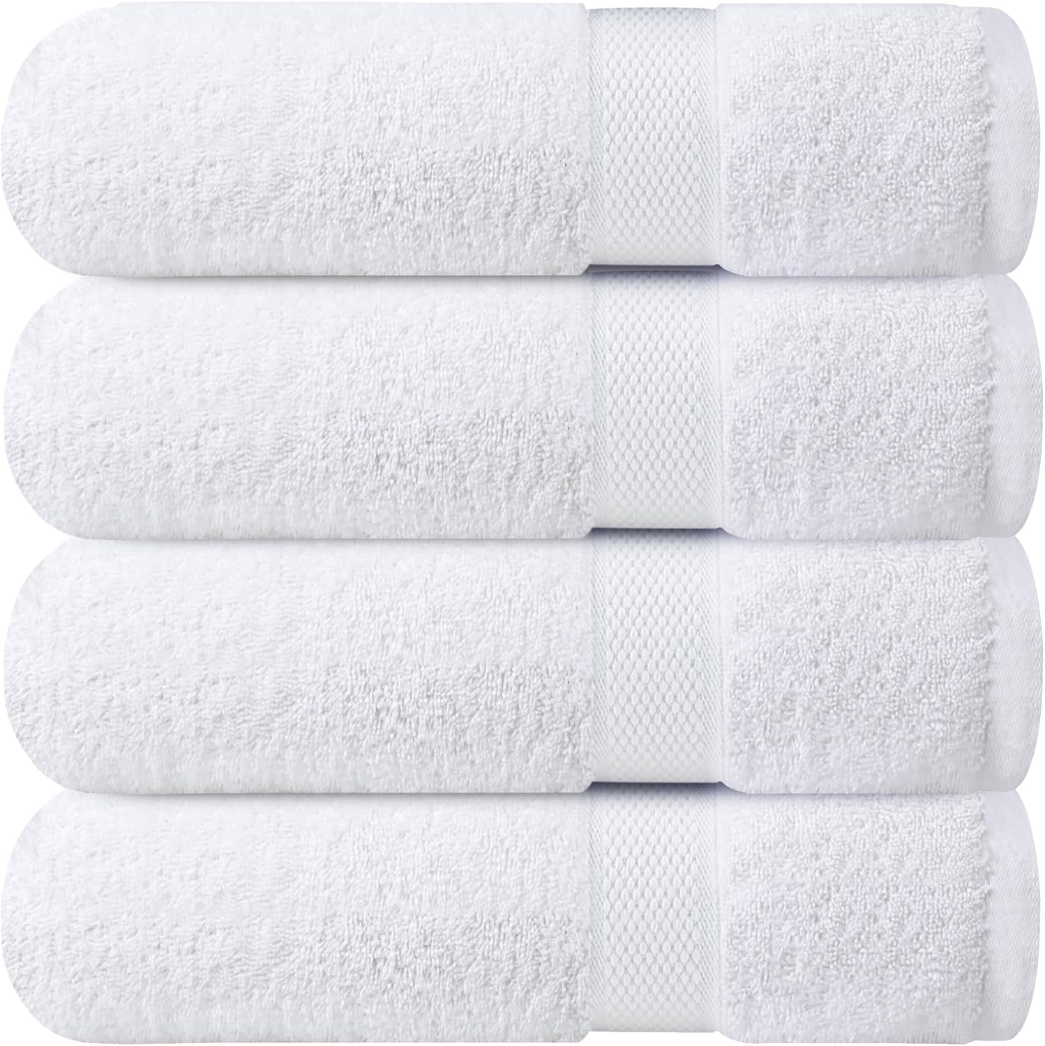 Infinitee Xclusives Luxury 100% Ring-Spun Cotton White Bath Towels Set of 4 (27x54 inches) – Soft, Absorbent & Quick-Drying Towels for Bathroom, Gym, Spa & Hotel Use (Brilliant White, Bath Towels)
