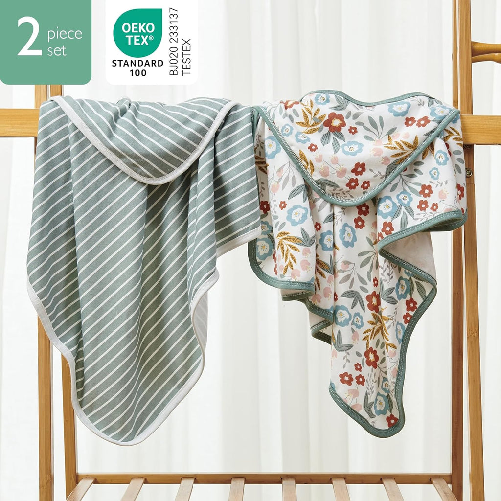 Momcozy Baby Towel with Hooded-2 Pack Soft Bath Towel Set-Shower Gifts or Bath Essential for Infant,Newborn, Toddler (28 X 28 Inch, Petite Blossom)