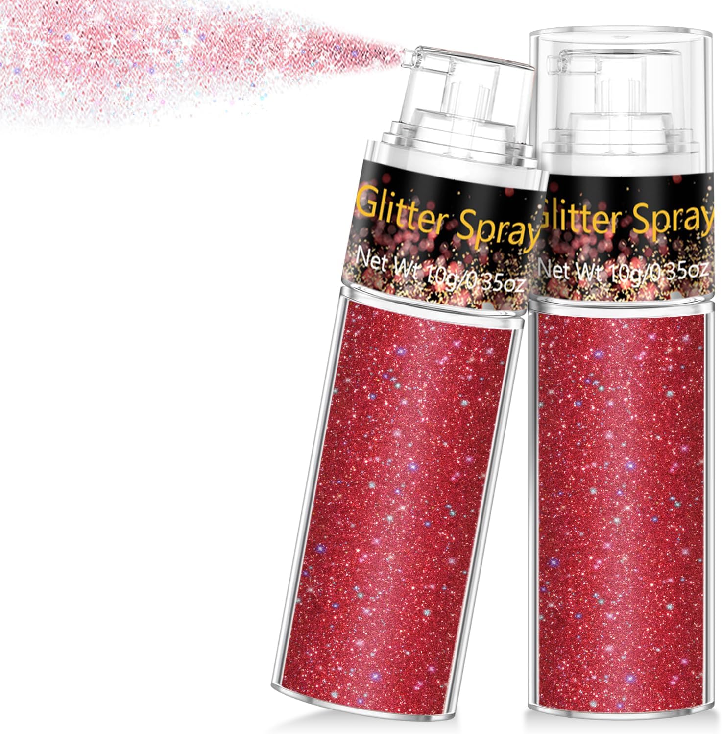 Hair and Body Glitter Spray, 1PC Glitter Hairspray Dry Powder Makeup for Clothes, Festival Rave Prom Loose Sparkle Powder,Holographic Ultra Fine Resin Glitters for Crafts (Red)