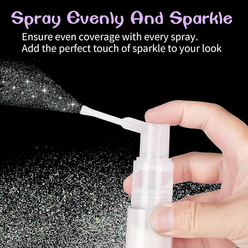 MEICOLY White Hair and Body Glitter Spray,25g/0.88OZ,Shinny Sparkle Glitter Spray for Clothes,Loose Shimmer Hairspray for Festival Rave Makeup/Stage Performance,Lightweight