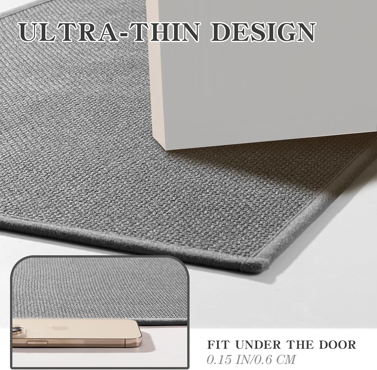 chakme Bath Mat 36x25, Ultra Thin Non Slip, Quick Dry Absorbent, Dark Grey, 36"x25"
