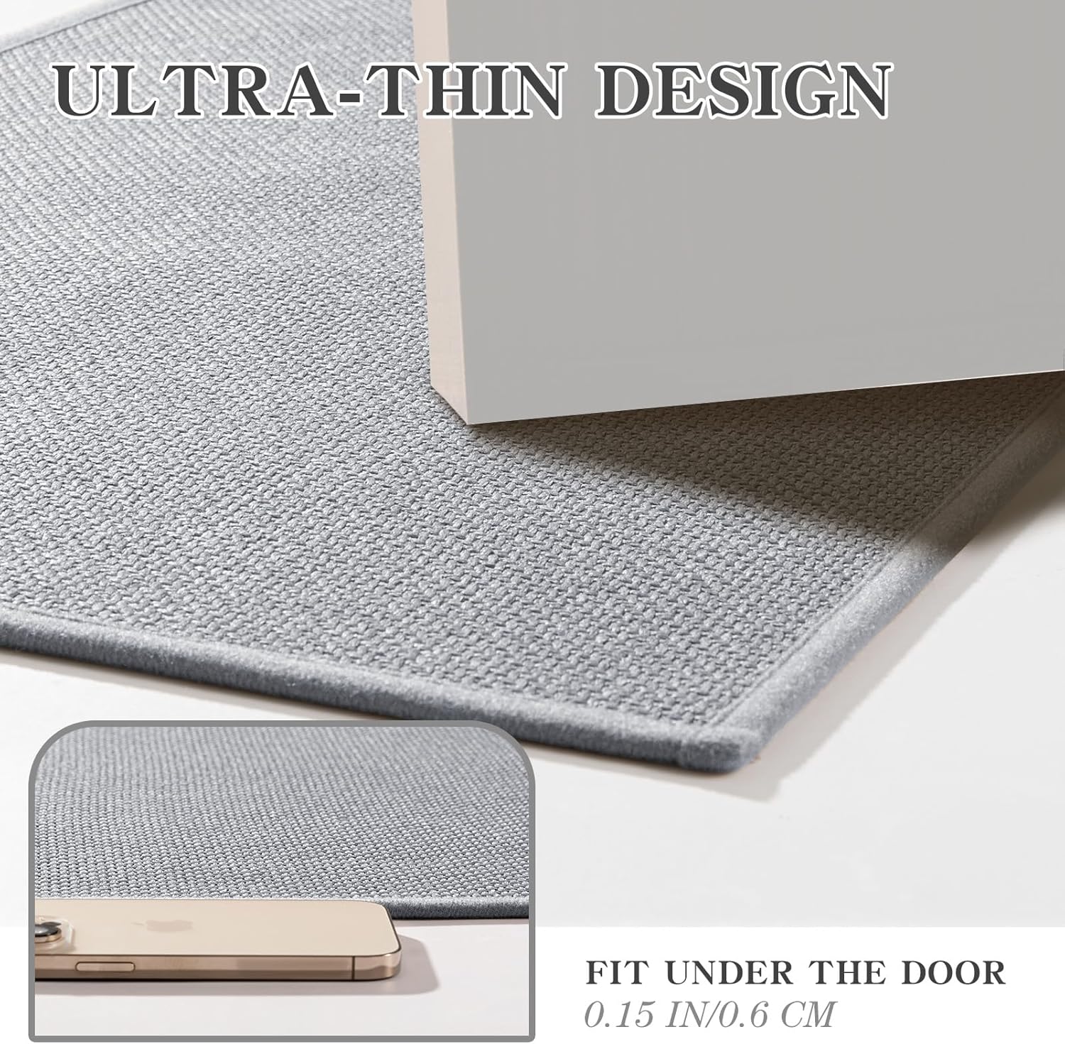 chakme Bathroom Rugs Mat 32x17, Ultra Thin Non Slip Bath Mat Quick Dry Absorbent Bath Mat for Bathroom Floor, (Light Grey, 32"x17")