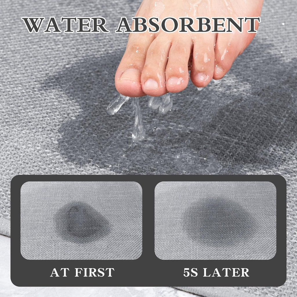 chakme Bathroom Rugs Mat 59x17, Ultra Thin Non Slip Bath Rug Runner Quick Dry Absorbent Bath Mat for Bathroom Floor, (Light Grey, 59"x17")