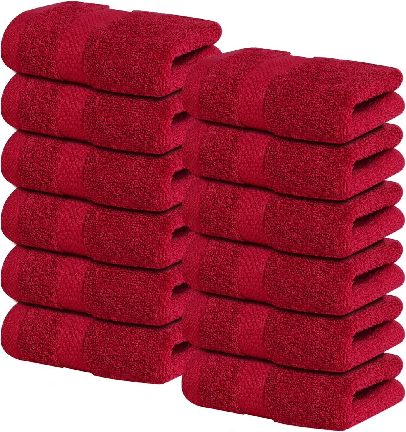 Infinitee Xclusives Luxury Wash Cloths for Showering [13x13] – 100% Cotton Washcloths [Pack of 12], Soft and Absorbent Face Towels for Bathroom Wash Clothes, Gym, and Spa (Burgundy)