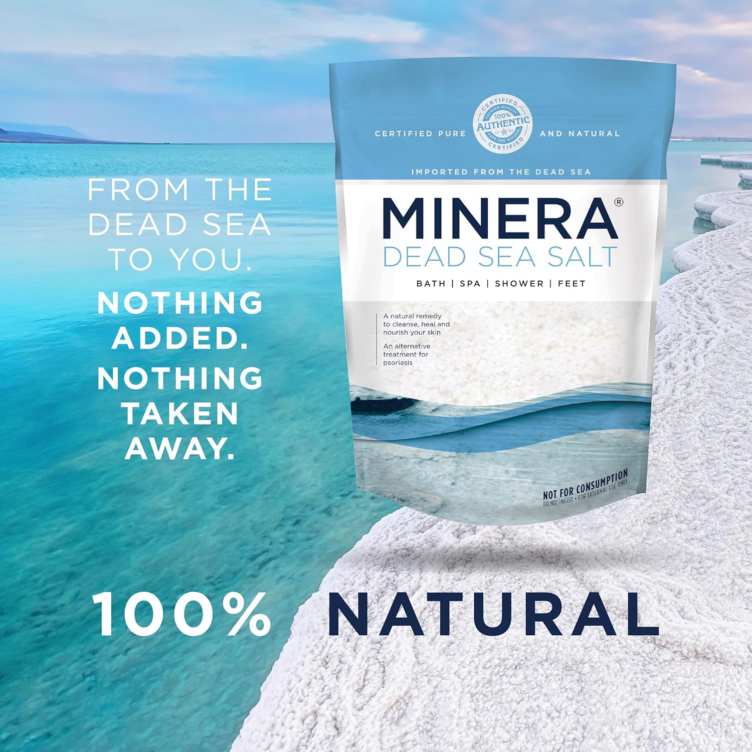 Minera Coarse Grain Dead Sea Salt for Bath & Soaking – 19 lbs, Fast-Dissolving, 100% Pure & Natural, Unscented, Skin-Nourishing Bulk Sea Salt