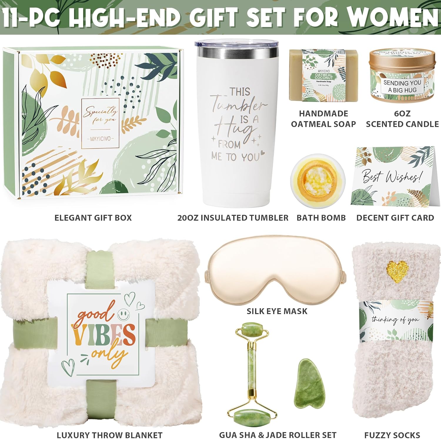 Self Care Gifts for Women Get Well Soon Gifts Basket, Birthday Gifts for Women Care Package Relaxing Spa Gifts Thinking of You Gifts w/ Blanket, Unique Christmas Gifts for Mom Her Friend Sister Wife