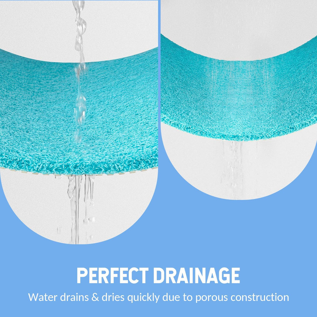 Non-Slip Bathtub Mat, Anti Slip Shower Mat, Fast Drying Bathtub Mats, Foot Scrubber Mat, Anti Slip Mat for Tub, Floor, Bathroom, Kitchen, Home, Hotel (Turquoise Blue 24"×16")