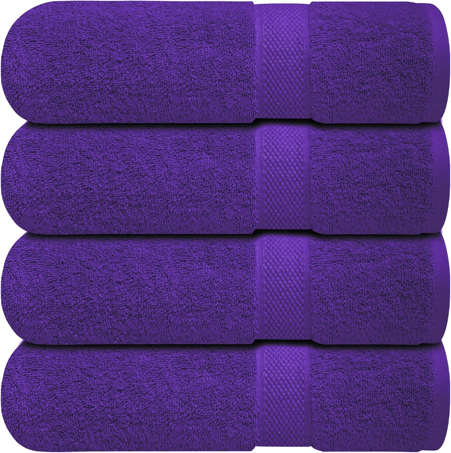 Infinitee Xclusives Luxury 100% Ring-Spun Cotton Bath Towels Set of 4 (27x54 inches) – Soft, Absorbent & Quick-Drying Towels for Bathroom, Gym, Spa & Hotel Use (Profound Purple, Bath Towels)