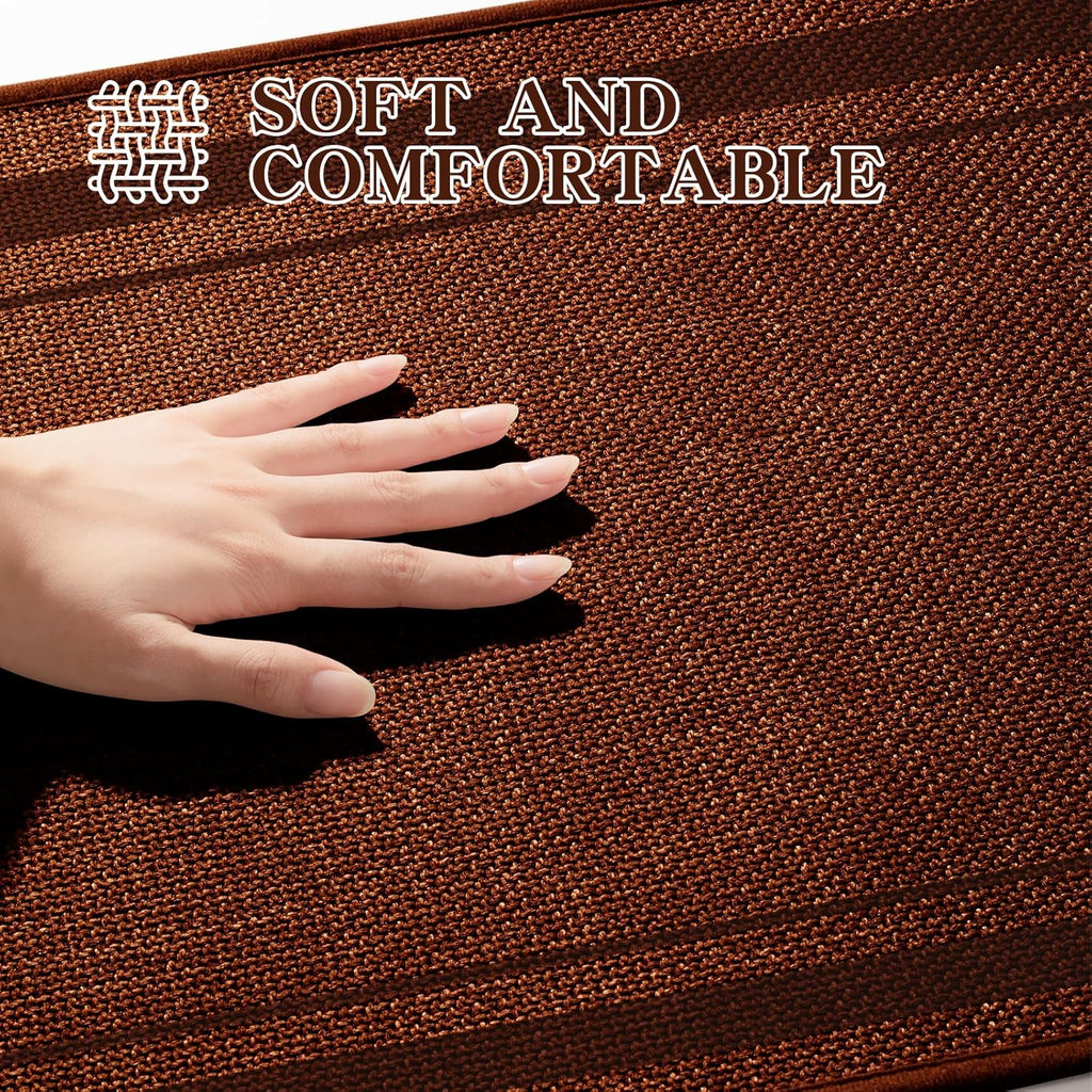 chakme Bathroom Rugs Mat 24x17, Ultra Thin Non Slip Bath Mat Small Quick Dry Absorbent Bath Mat for Bathroom Floor, (Rust, 24"x17")