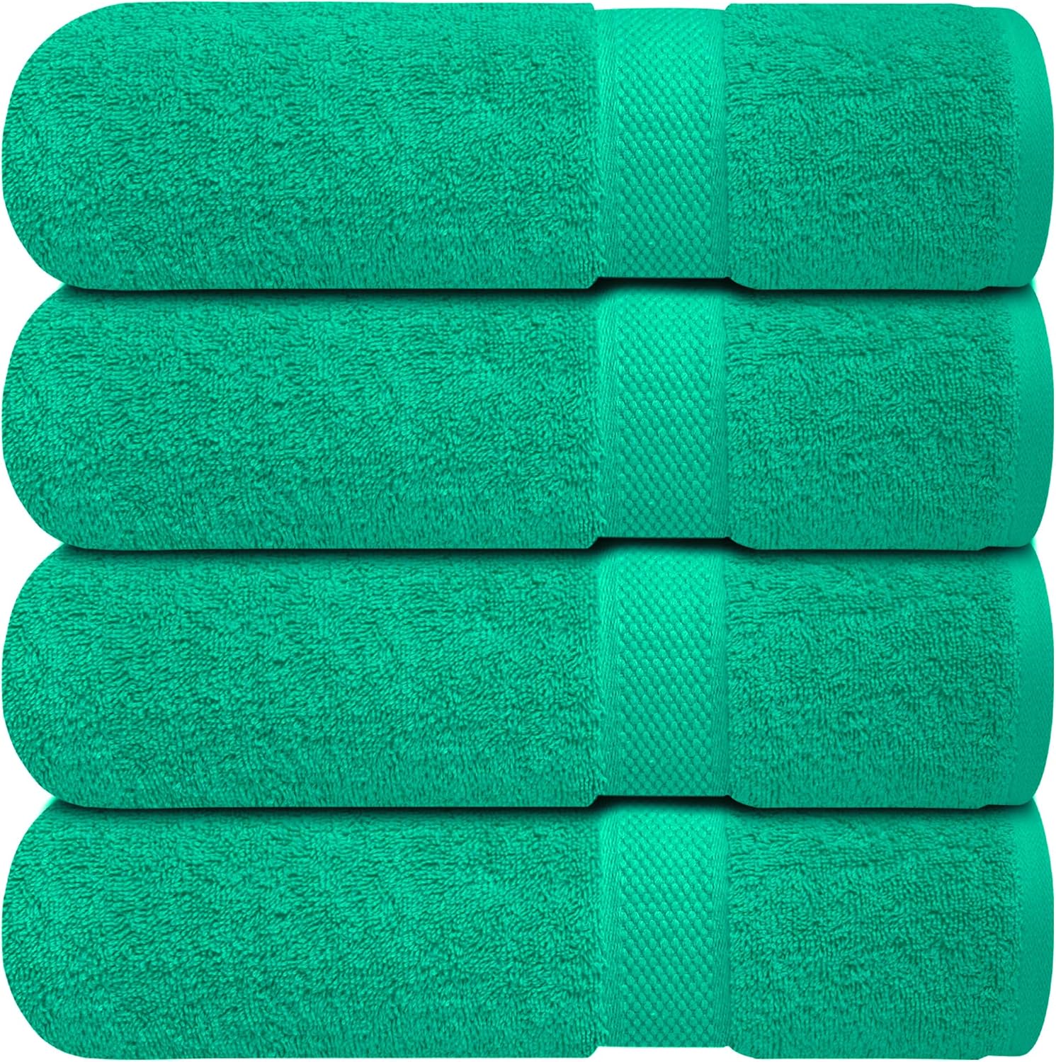 Infinitee Xclusives Luxury 100% Ring-Spun Cotton Bath Towels Set of 4 (27x54 inches) – Soft, Absorbent & Quick-Drying Towels for Bathroom, Gym, Spa & Hotel Use (Vivid Green, Bath Towels)
