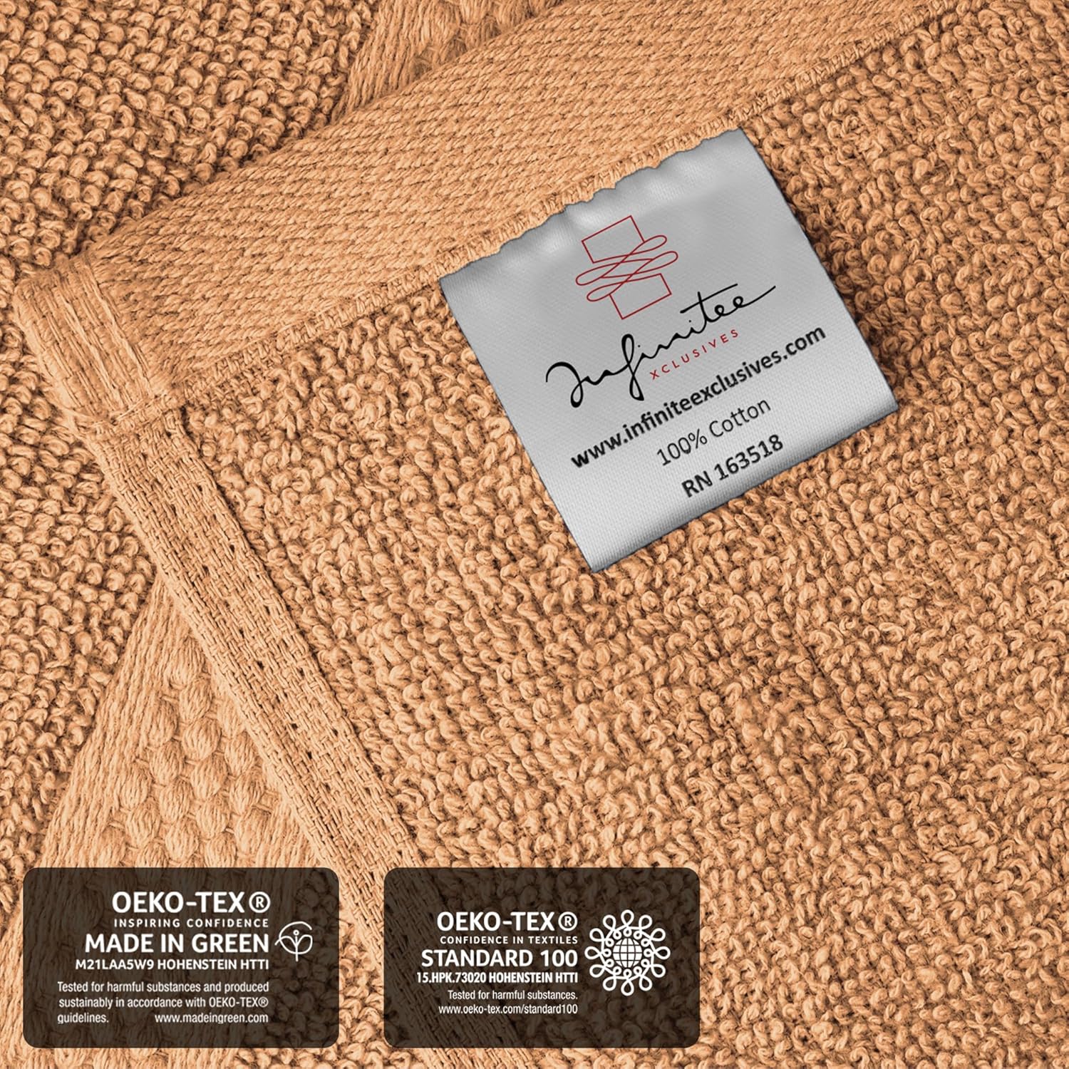 Infinitee Xclusives Beige Hand Towels for Bathroom - Set of 6 (16x28 inches) 600 GSM, 100% Cotton Ultra Soft, Quick Drying, Hotel Quality Hand Towel Set (Cosmic Sand)