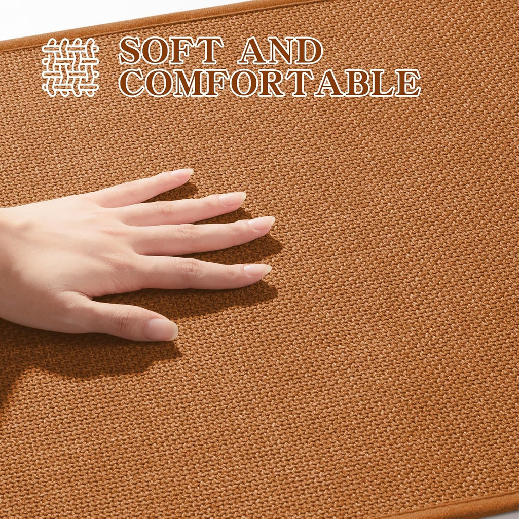 chakme Bathroom Rugs Mat 24x17, Ultra Thin Non Slip Bath Mat Small Quick Dry Absorbent Bath Mat for Bathroom, (Orange, 24"x17")