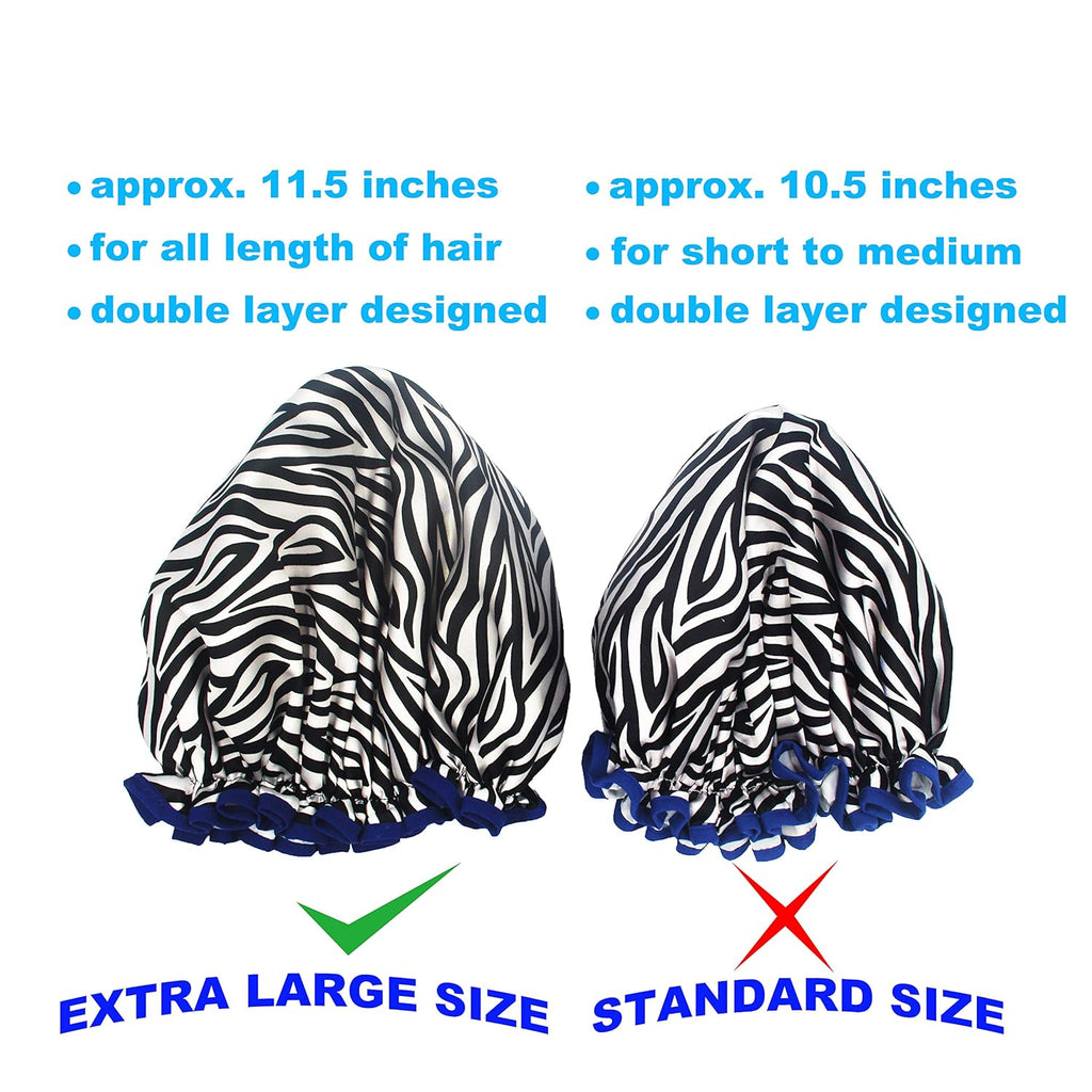 (2 Pack) Sexy Lovely Fashion Style Hair Cap Extra Large Double Layer Lined Waterproof Durable Eco-Friendly Shower Cap with Tight Elastic-Fashionista Collection Bath Cap (Sexy Style)
