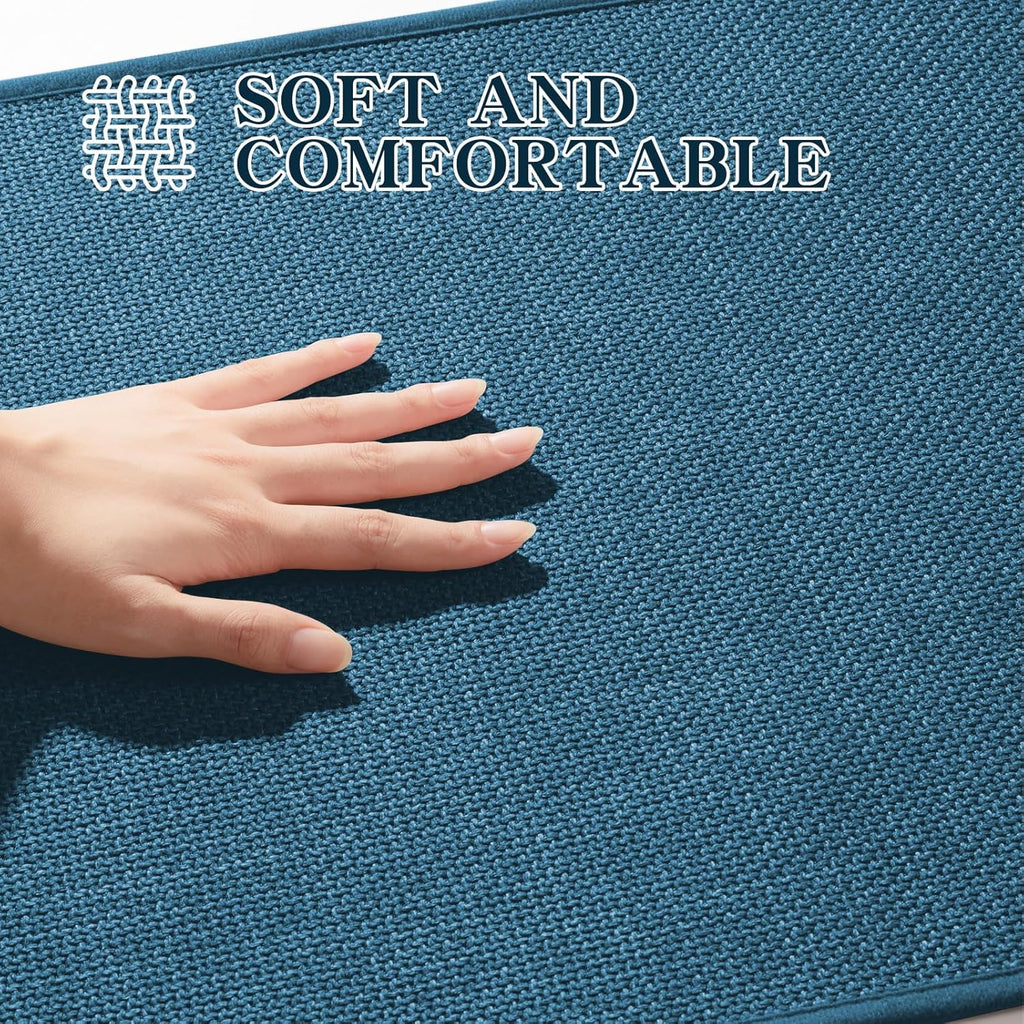 chakme Bathroom Rugs Mat U-Shaped 24x17, Ultra ThinNon Slip Bath Mat Small Quick Dry Absorbent Bath Matfor Bathroom Floor, (Dark Blue, U-24"x17")