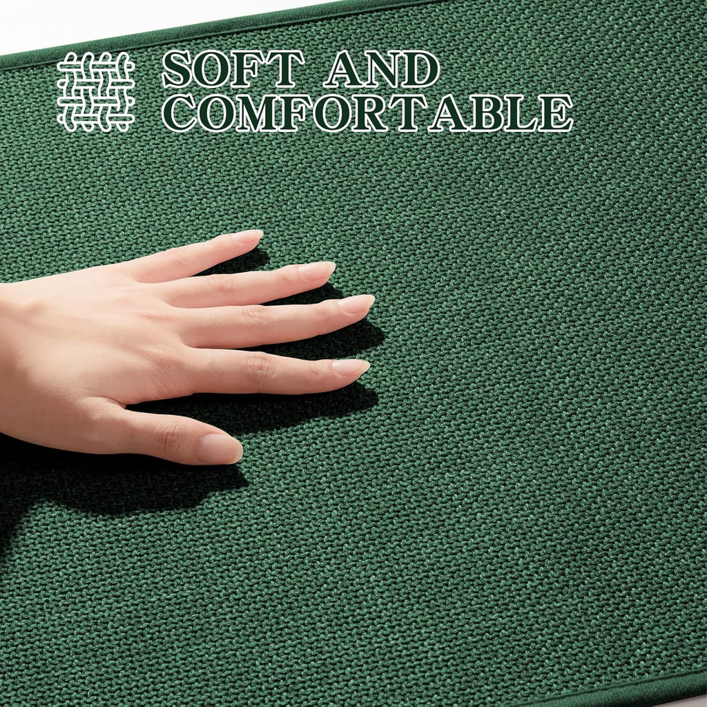 chakme Bathroom Rugs Mat U-Shaped 24x17, Ultra ThinNon Slip Bath Mat Small Quick Dry Absorbent Bath Matfor Bathroom Floor, (Dark Green, U-24"x17")