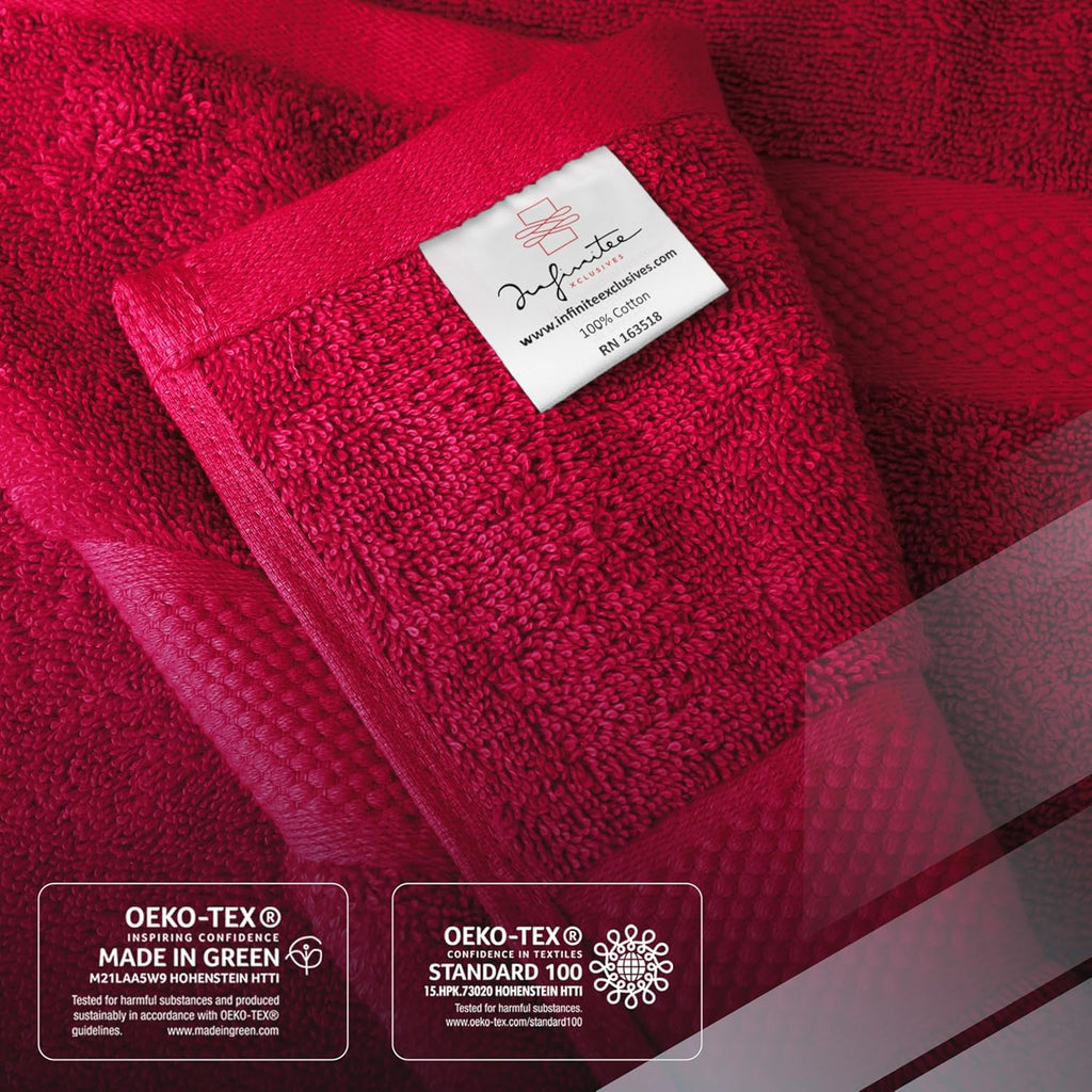 Infinitee Xclusives Luxury 100% Ring-Spun Cotton Bath Towels Set of 4 (27x54 inches) – Soft, Absorbent & Quick-Drying Towels for Bathroom, Gym, Spa & Hotel Use (Burgundy, Bath Towels)
