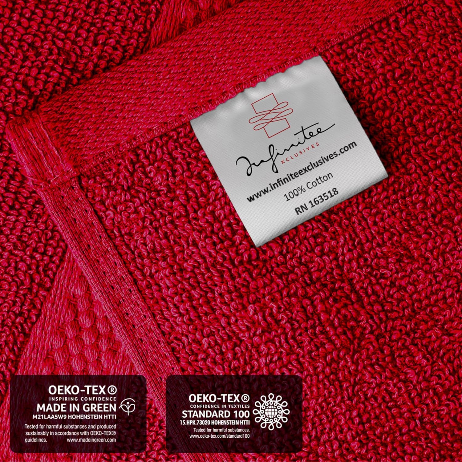 Infinitee Xclusives Luxury Wash Cloths for Showering [13x13] – 100% Cotton Washcloths [Pack of 12], Soft and Absorbent Face Towels for Bathroom Wash Clothes, Gym, and Spa (Burgundy)