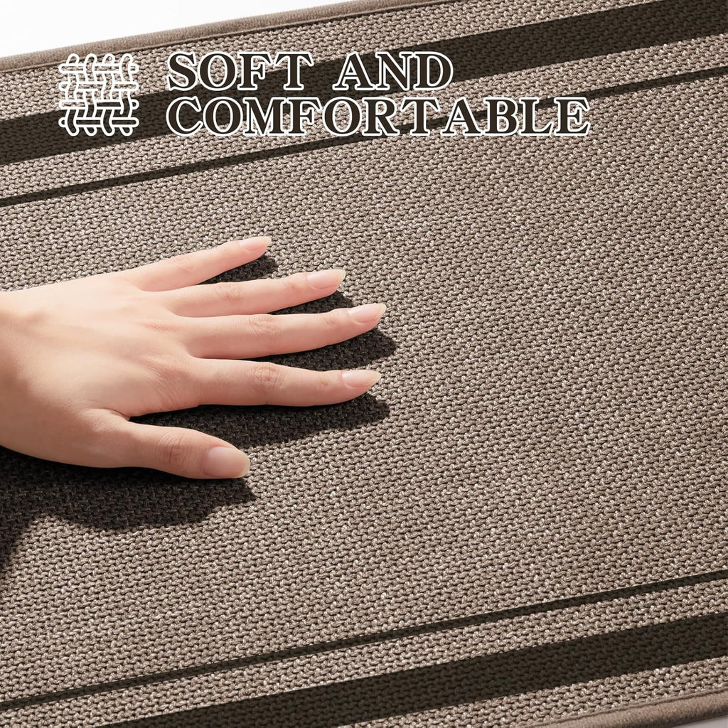 chakme Bathroom Rugs Mat U-Shaped 24x17, Ultra Thin Non Slip Bath Mat Small Quick Dry Absorbent Bath Mat for Bathroom Floor, (Dark Beige, U-24"x17")