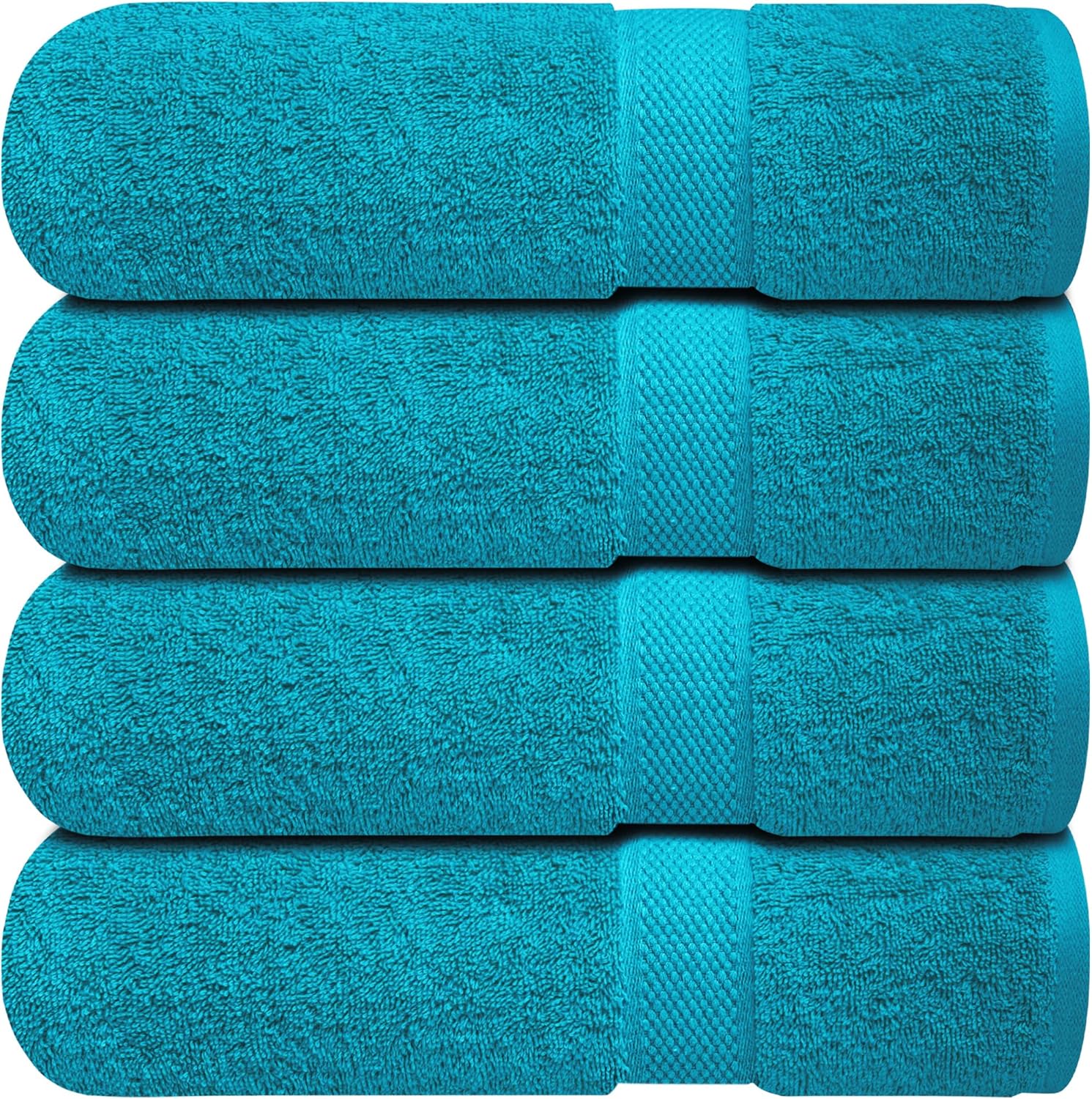 Infinitee Xclusives Luxury 100% Ring-Spun Cotton Bath Towels Set of 4 (27x54 inches) – Soft, Absorbent & Quick-Drying Towels for Bathroom, Gym, Spa & Hotel Use (Serene Teal, Bath Towels)