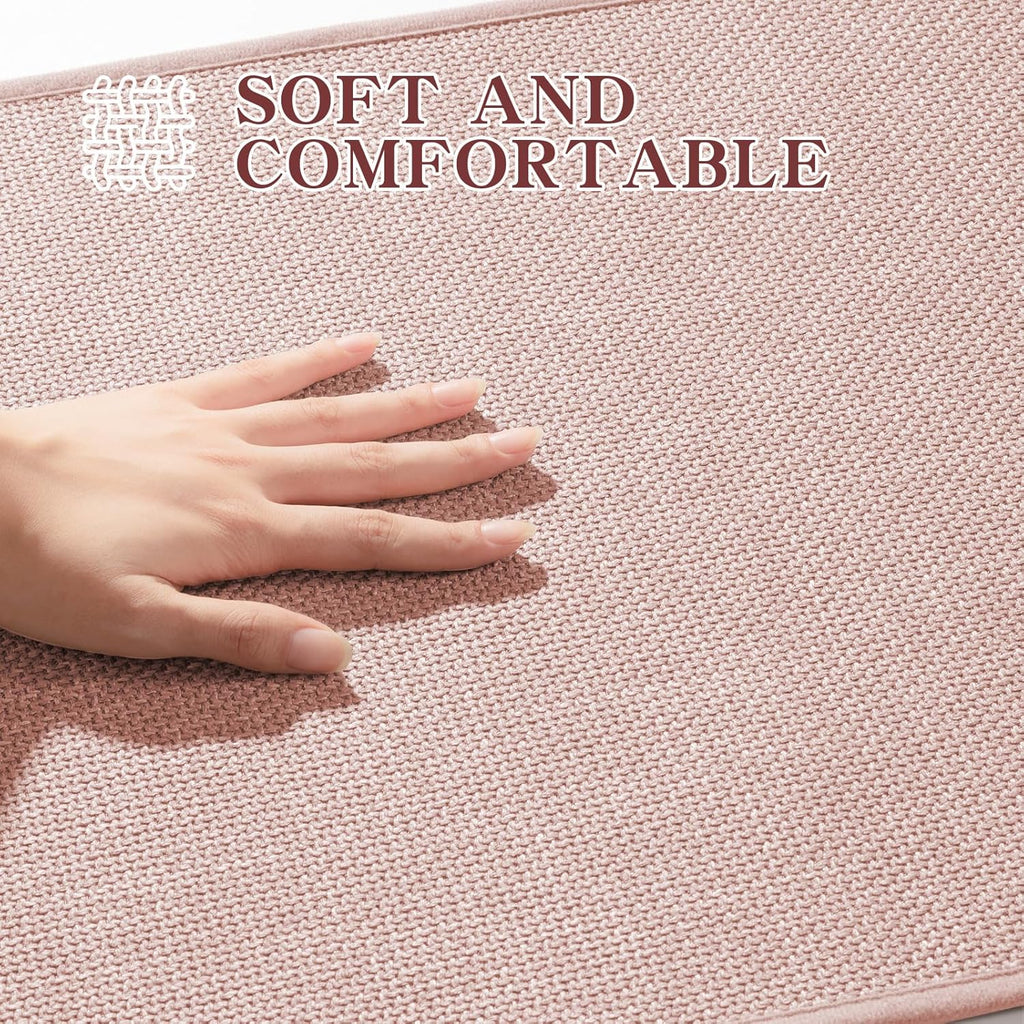 chakme Bathroom Rugs Mat 32x17, Ultra Thin Non Slip Bath Mat Quick Dry Absorbent Bath Mat for Bathroom Floor, (Pink, 32"x17")