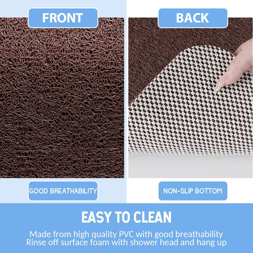 Non-Slip Bathtub Mat, 2 Pack Anti Slip Shower Mat, Fast Drying Bathtub Mats, Foot Scrubber Mat, Anti Slip Mat for Tub, Floor, Bathroom, Kitchen, Home, Hotel (Brown 24"×16"+24"×16")