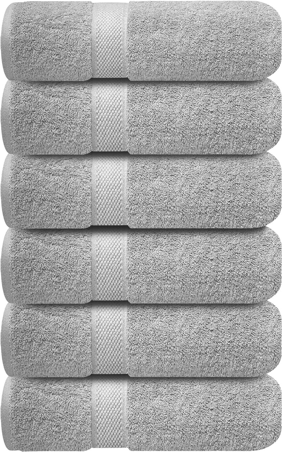 Infinitee Xclusives Gray Hand Towels for Bathroom - Set of 6 (16x28 inches) 600 GSM, 100% Cotton Ultra Soft, Quick Drying, Hotel Quality Hand Towel Set (Charming Grey, Hand Towels)