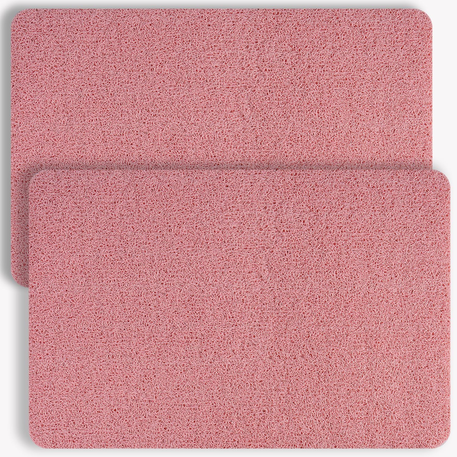 Non-Slip Bathtub Mat, 2 Pack Anti Slip Shower Mat, Fast Drying Bathtub Mats, Foot Scrubber Mat, Anti Slip Mat for Tub, Floor, Bathroom, Kitchen, Home, Hotel (Pink 24"×16"+24"×16")