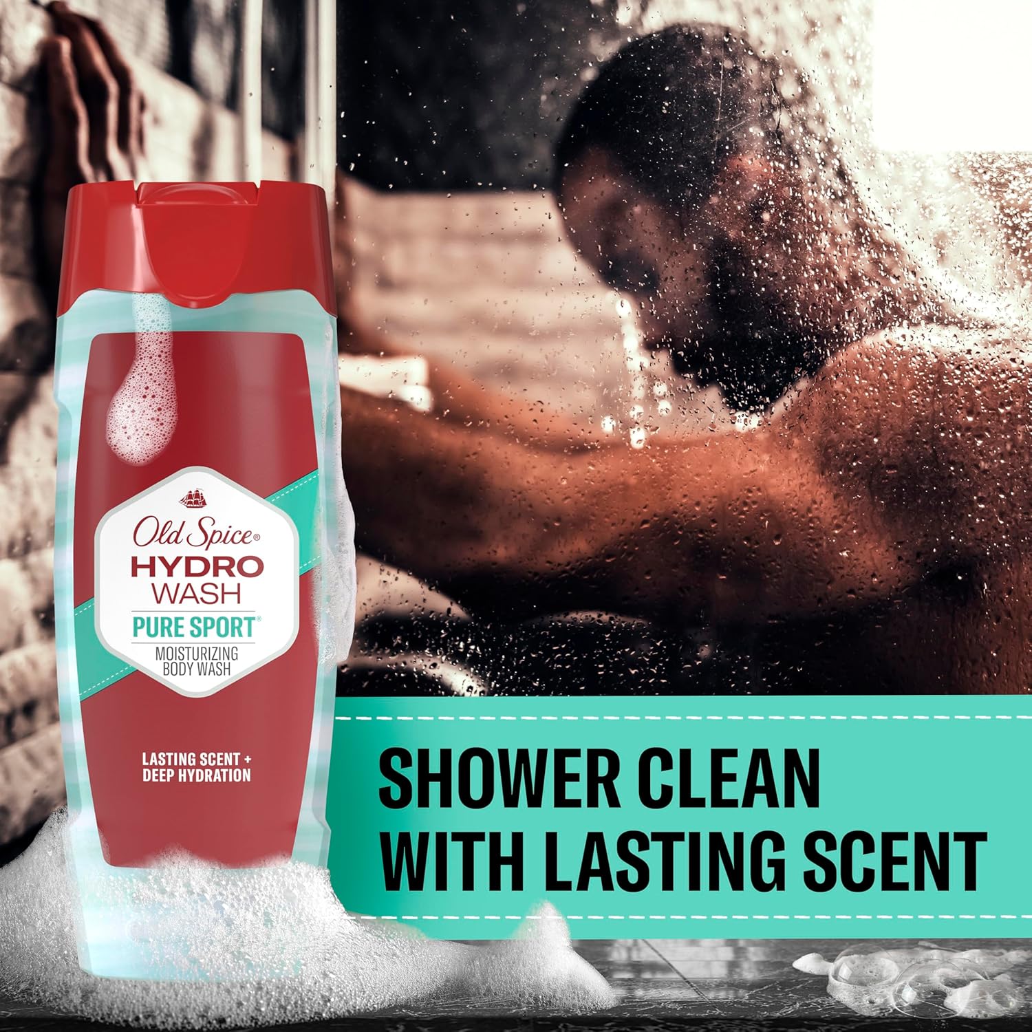 Old Spice Moisturizing Body Wash for Men, Hydro Wash, 2-in-1 Long Lasting Scent & Deep Hydration, 24/7 Shower Fresh, Pure Sport Scent, 16 oz (Pack of 4)