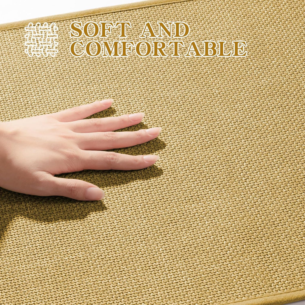 chakme Bathroom Rugs Mat 36x25, Ultra Thin Non Slip Bath Mat Large Quick Dry Absorbent Bath Mat for Bathroom Floor, (Yellow, 36"x25")