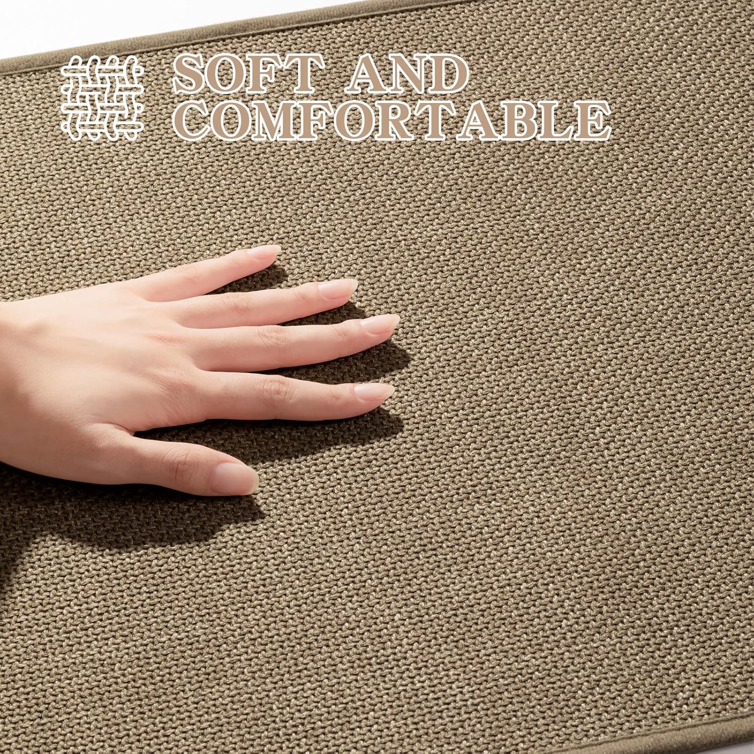 chakme Bathroom Rugs Mat 47x25, Ultra Thin Non Slip Bath Mat Large Quick Dry Absorbent Bath Mat for Bathroom Floor, (Dark Beige, 47"x25")