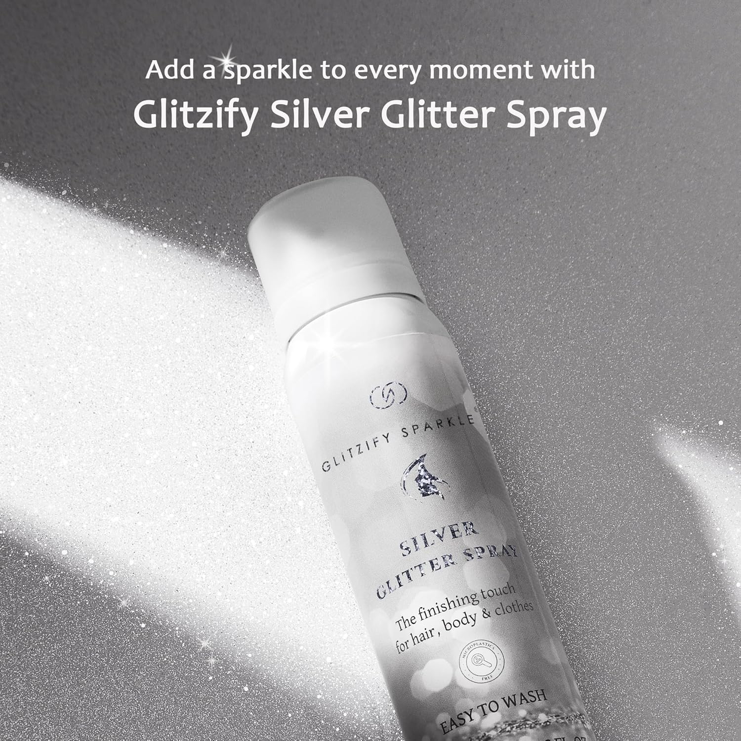 Sparkle Silver Shimmer Glitter Spray for Hair, Body & Clothes | Festival & Party Hair Spray | 100ML Eco-Friendly, Quick-Dry, Washable, Fragrance-Free with Sustainable Shine